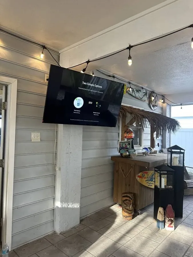 Outdoor tiki bar TV