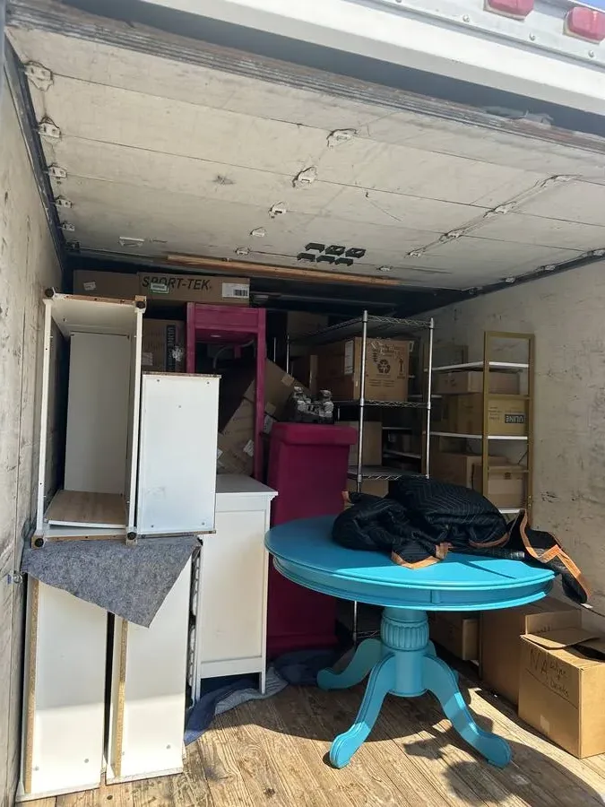 Truck loaded with furniture