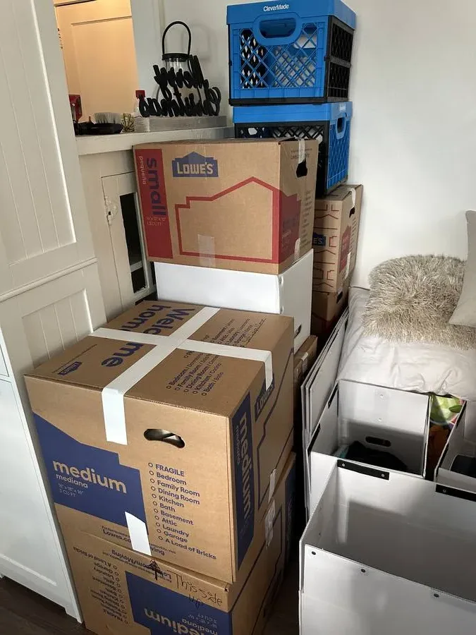 Moving boxes packed
